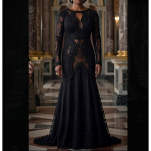 Royal Queen Black Custom Gown Size 8 Stunning Maker of May Queen